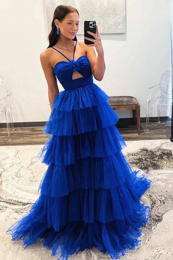 Blue Tulle Layers Long Formal Dress Princess Prom Dresses PSK548 – Pgmdress