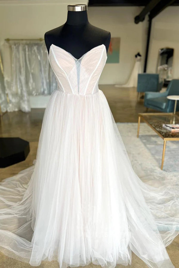 Tulle Bridal dresses Sweetheart Neckline Minimalist Wedding Dresses WD440