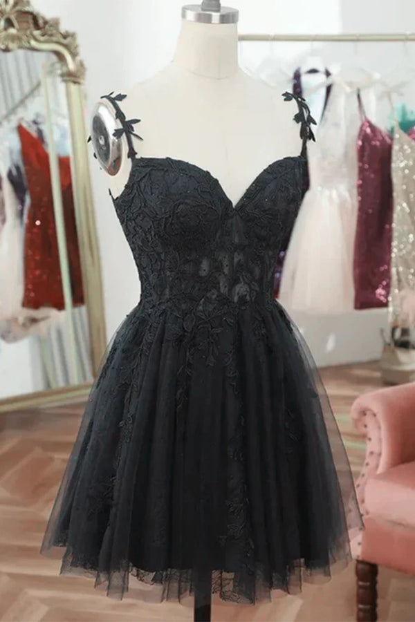 Black lace hoco dress online