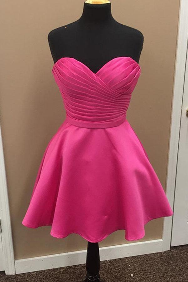 robe de bal courte en satin rose