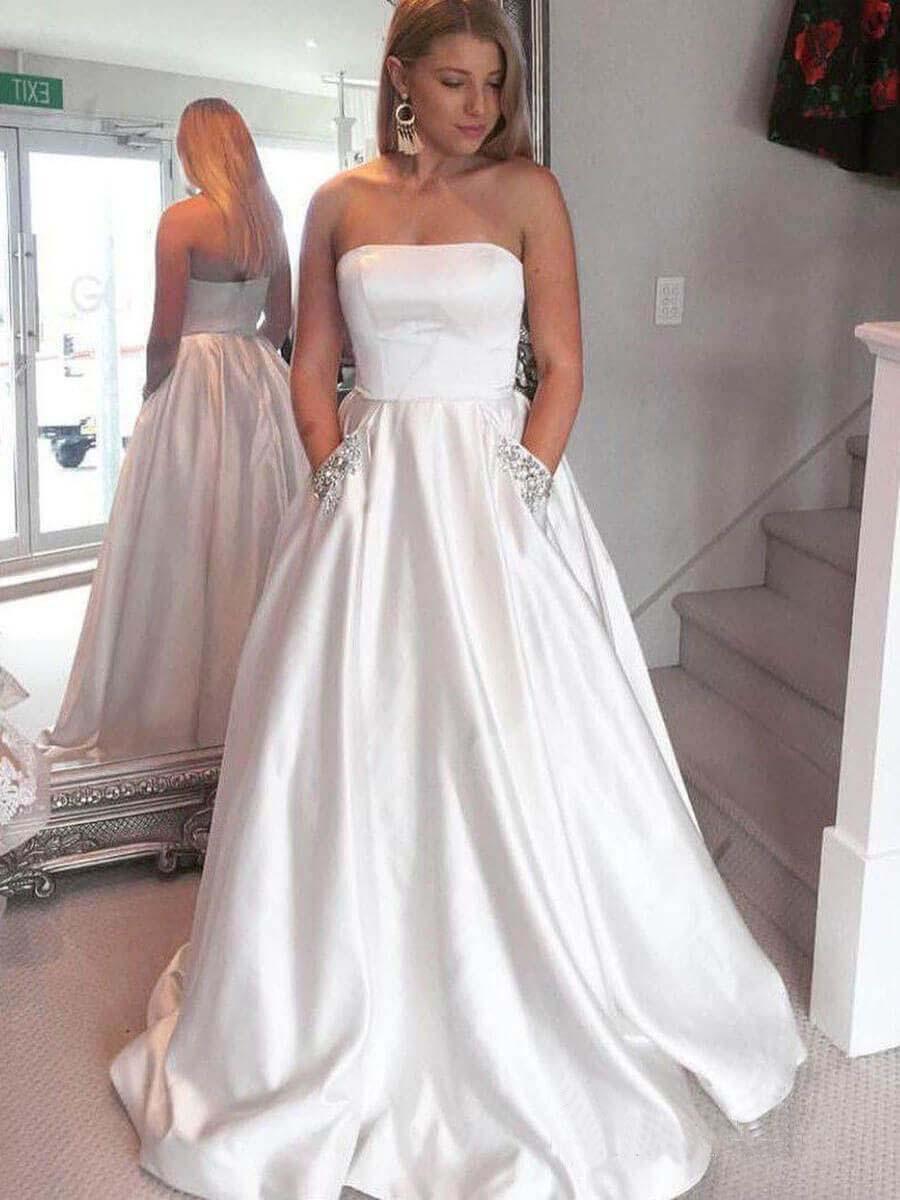 Simple White Strapless Dress