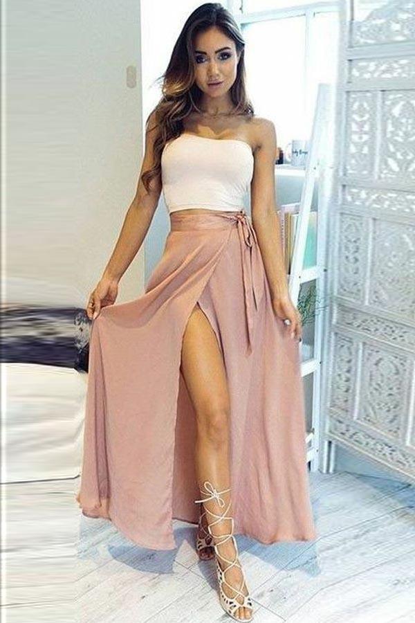 Two Tone Chiffon Prom Dresses