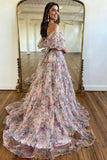 A-Line Off The Shoulder Sweetheart Floral Long Prom Dress PSK618-Pgmdress