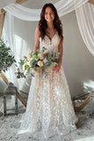 A-Line Spaghetti Straps Key Hole Back Elegant Wedding Dress WD731-Pgmdress