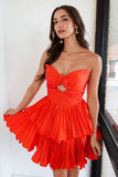 A-Line Strapless Keyhole Short Orange Homecoming Dresses  PD538-Pgmdress