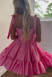 A-line Pink Ruffle Cute Sweetheart Homecoming Dresses  PD491-Pgmdress