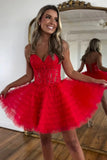 A Line Strapless Tulle Pink Homecoming Dress With Beading PD572