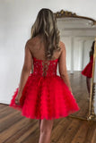 A Line Strapless Tulle Pink Homecoming Dress With Beading PD572