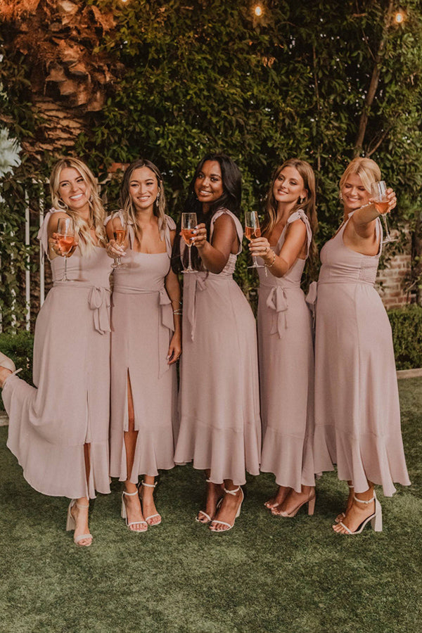 A-line Halter Pink Chiffon Long Bridesmaid Dress 4 Bridesmaid – Pgmdress