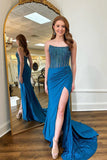 Charming Scoop Neck Mermaid Blue Prom Dress with Beading PSK606-Pgmdress