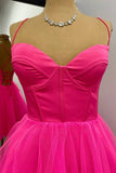 Hot Pink Lace-Up A-Line Homecoming Dress Short Party Dress  PD533-Pgmdress