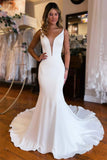 Ivory Floral Trumpet Wedding Dress with Detachable Sleeves WD724-Pgmdress