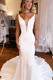 Ivory Floral Trumpet Wedding Dress with Detachable Sleeves WD724-Pgmdress