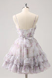 Lilac Floral Homecoming Dress Cute Homecoming Dress With Hole PD561-Pgmdress