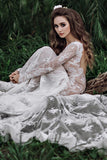 Mermaid Backless Long sleeves Lace Bohemian Wedding Dresses WD733-Pgmdress