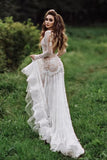 Mermaid Backless Long sleeves Lace Bohemian Wedding Dresses WD733-Pgmdress