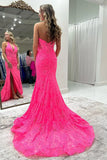 Mermaid Halter Corset Slit Pink Prom Dress with Lace Appliques PSK692-Pgmdress