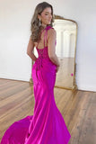 Mermaid One Shoulder Black Long Satin Prom Dress With Split PSK676-Pgmdress