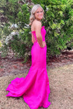 Mermaid Ruffle Strapless Hot Pink Prom Dress With Split PSK701-Pgmdress