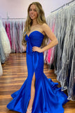 Mermaid Strapless Bow Yellow Long Prom Dress Party Dress PSK670