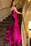 Mermaid Strapless Sleeveless Fuchsia Prom Dress with Slit PSK623-Pgmdress