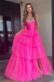 Mermaid Sweetheart Hot Pink Long Prom Dress with Split PSK615-Pgmdress