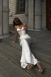 Mermaid Sweetheart Neck Corset Satin White Long Prom Dress PSK659