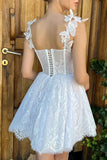 Mini White Homecoming Dress Lace Short Prom Dress  PD519-Pgmdress