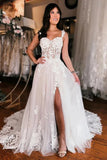 Off Shoulder Elegant Wedding Dress Boho Wedding Dress With Slit  WD735-Pgmdress