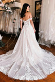 Off Shoulder Elegant Wedding Dress Boho Wedding Dress With Slit  WD735-Pgmdress