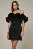 Off Shoulder Sleeveless Satin Mini Homecoming Dress With Ruffles PD540-Pgmdress