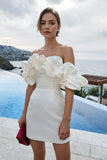 Off Shoulder Sleeveless Satin Mini Homecoming Dress With Ruffles PD540-Pgmdress