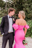 Off Shoulder Strapless Mermaid Long Hot Pink Prom Dress PSK571-Pgmdress