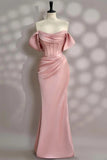 Off the Shoulder Light Pink Corset Prom Dress Party Dress PSK677-Pgmdress