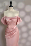 Off the Shoulder Light Pink Corset Prom Dress Party Dress PSK677-Pgmdress