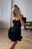 Ruffled Satin Short Party Dress One Shoulder Homecoming Dress PD550-Pgmdress