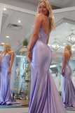 Sheath Deep V-neck Lavender Long Prom Dress With Split PSK686-Pgmdress