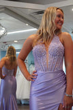 Sheath Deep V-neck Lavender Long Prom Dress With Split PSK686-Pgmdress