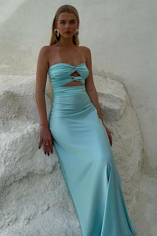 Sheath Strapless Tiffany Blue Long Prom Dress PSK573-Pgmdress