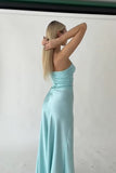 Sheath Strapless Tiffany Blue Long Prom Dress PSK573