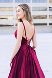 Simple Satin Fuchsia Long Prom Dress Party Dress With Slit PSK624-Pgmdress