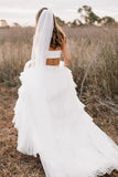 Simple Two Piece Wedding Dress Country Wedding Dress With Layered WD715-Pgmdress