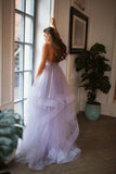 Spaghetti Straps Lavender Wedding Dress Backless Bridal Gown WD765-Pgmdress