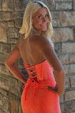 Sparkly Mermaid Strapless Corset Beaded Orange Prom Dress PSK698-Pgmdress