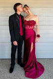 Strapless Appliques Fitted Red Long Prom Dress Party Dress PSK682-Pgmdress