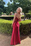 Strapless Appliques Fitted Red Long Prom Dress Party Dress PSK682-Pgmdress