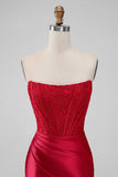 Strapless Bodycon Homecoming Dress Red Short Prom Dress PD505-Pgmdress