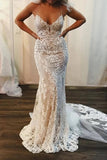 Straps Lace Mermaid Wedding Dresses Boho Wedding Dresses WD714-Pgmdress