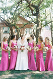 Straps Sleeveless Mermaid Bow Pink Long Bridesmaid Dress BD143-Pgmdress