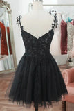 Straps Sweetheart Lace Cute Black Homecoming Dress Cocktail Dress PD541-Pgmdress